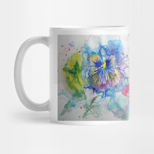 Red, Purple and Blue Pansy Watercolor Mug